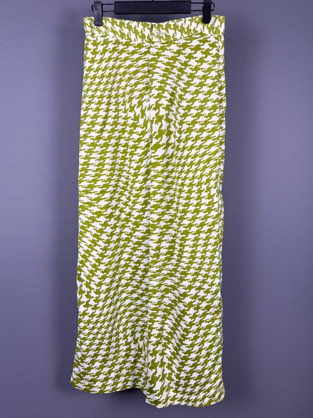 Urban Outfitters Olympia Print Wide Leg Pants Green Houndstooth M